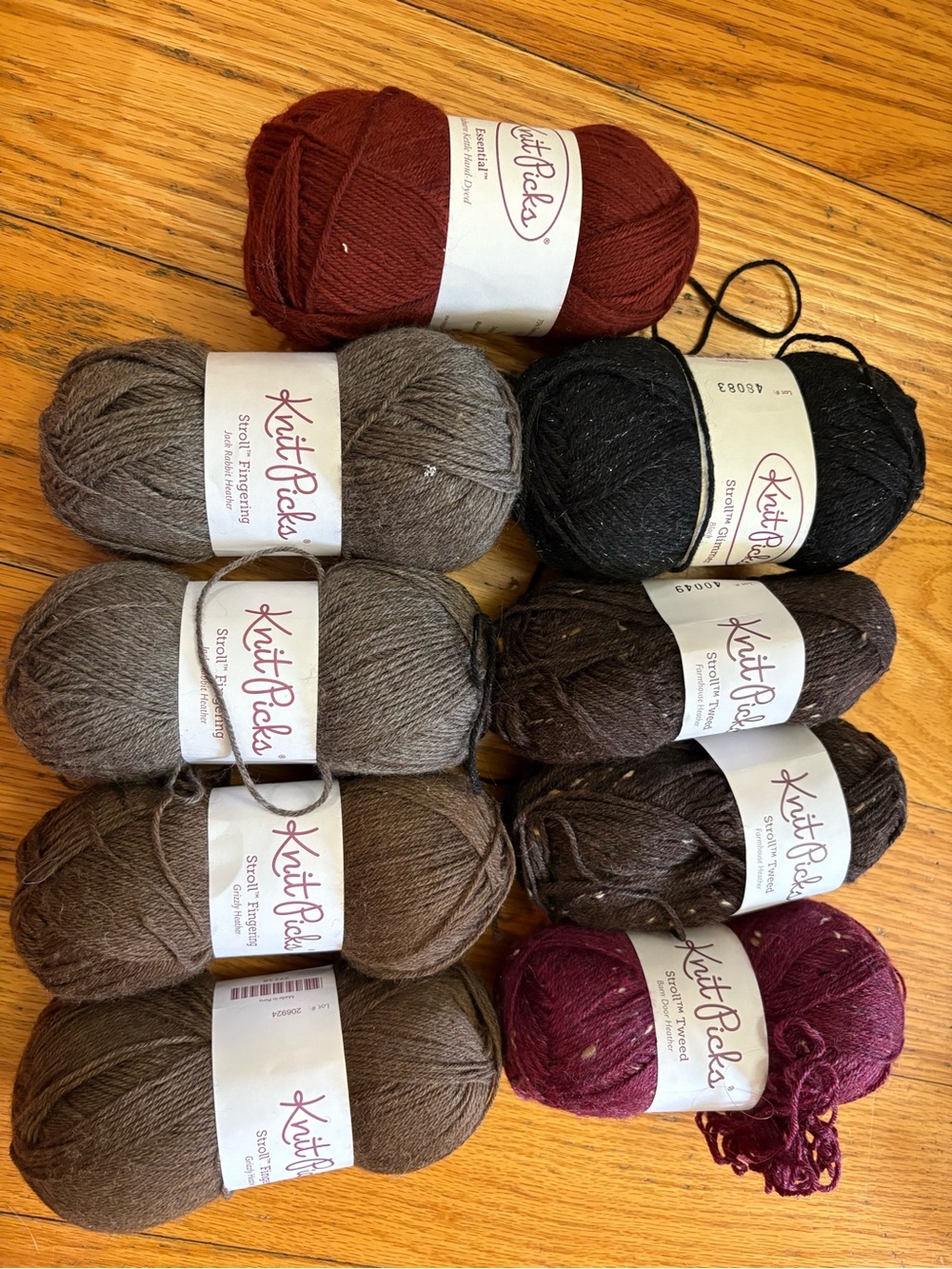 Variety of 9 new skeins of fingering weight wool bybKnit Picks